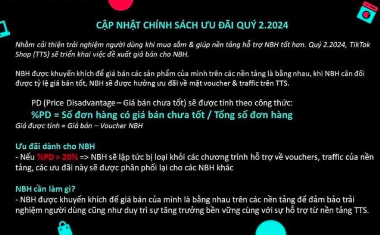 Thông tin cập nhật áp dụng từ quý II/2024 trên TikTok Shop