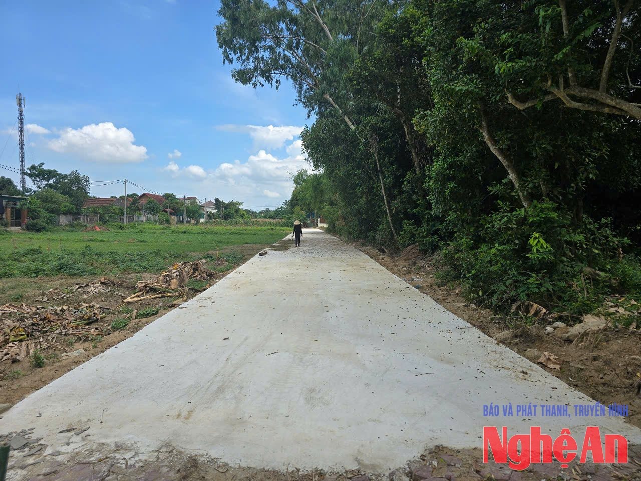 Chỉ sau 1 đêm, con đường bê tông dài 90m, rộng 5m bỗng “mọc ra” trên đất nông nghiệp 1 bna duong1