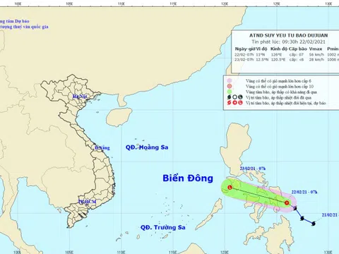 Bão Dujuan suy yếu thành áp thấp, khu vực Biển Đông gió mạnh cấp 8