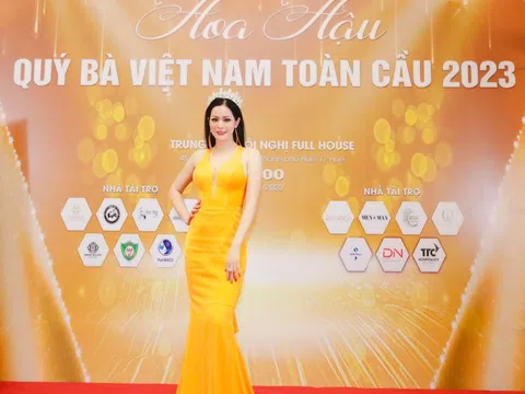 Á hậu Lê Xuân Tâm xuất hiện tại Huế chấm thi Hoa hậu Quý bà Việt Nam Toàn cầu 2023