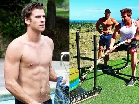 Liam Hemsworth kéo tạ 50 kg giữa trời nắng