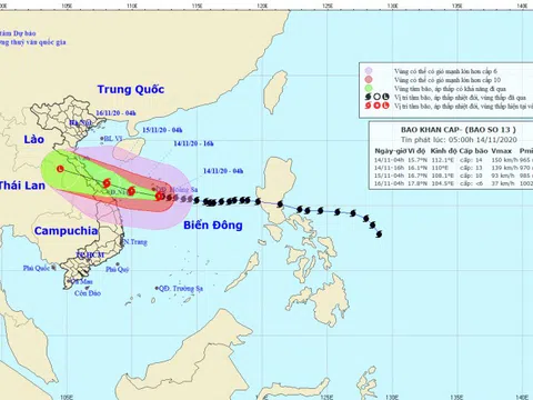 Bão Vamco cách Đà Nẵng - Thừa Thiên Huế khoảng 390km